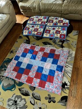 Patchwork Quilted Throw - Patriotic and placemat set